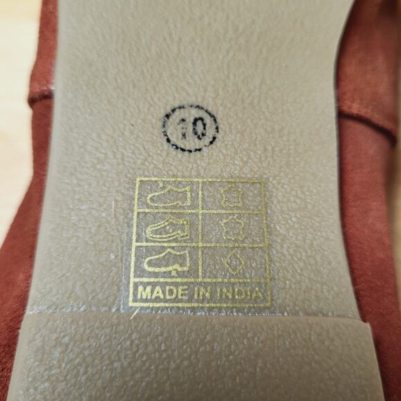 Sundance Bird of Flight Embroidered Rust Red Suede Ballet Flats Size 10 - Picture 8 of 8